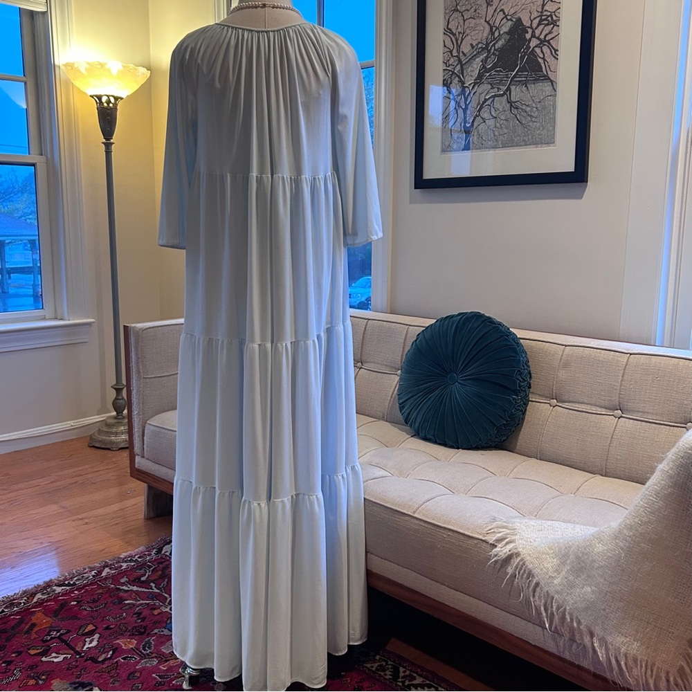 Vintage 70’s Gilead Romantic Tiered Maxi Nightgown & Robe Set in Powder Blue - Picture 9 of 12